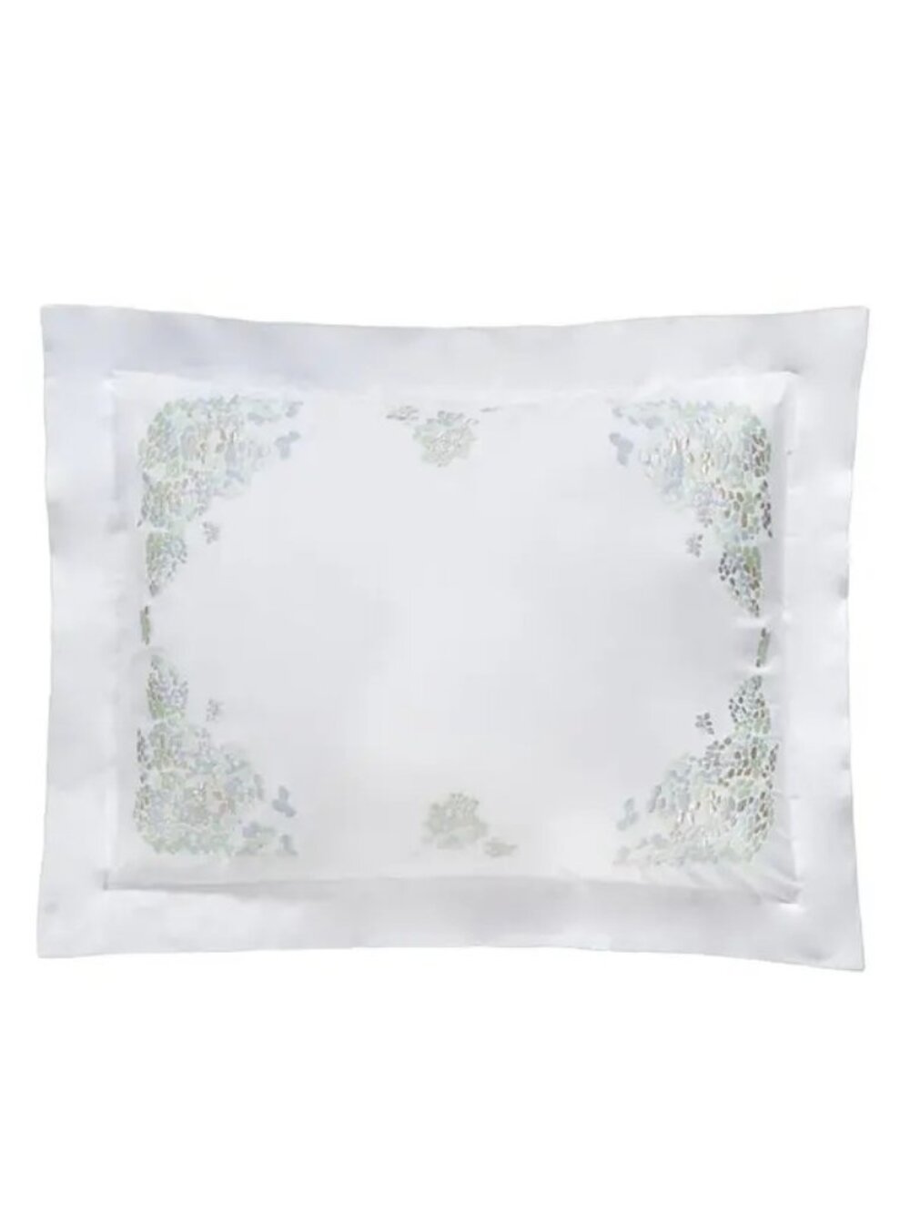 NWT Dea Linens Ibla Embroidery Sham White /Aqua Standard Sham